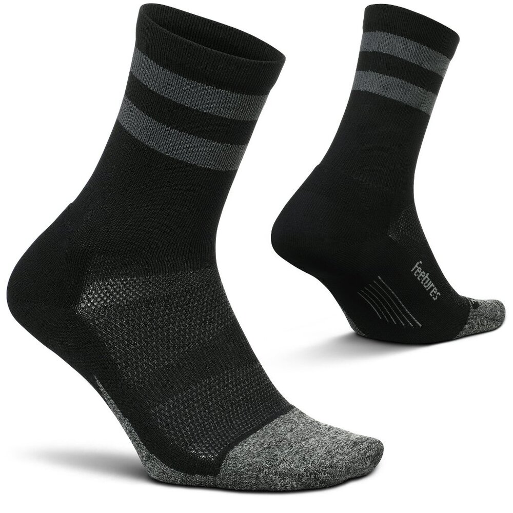Feetures Elite High Top Stripe Light Cushion Mini Crew Socks Men's Medium NWT
